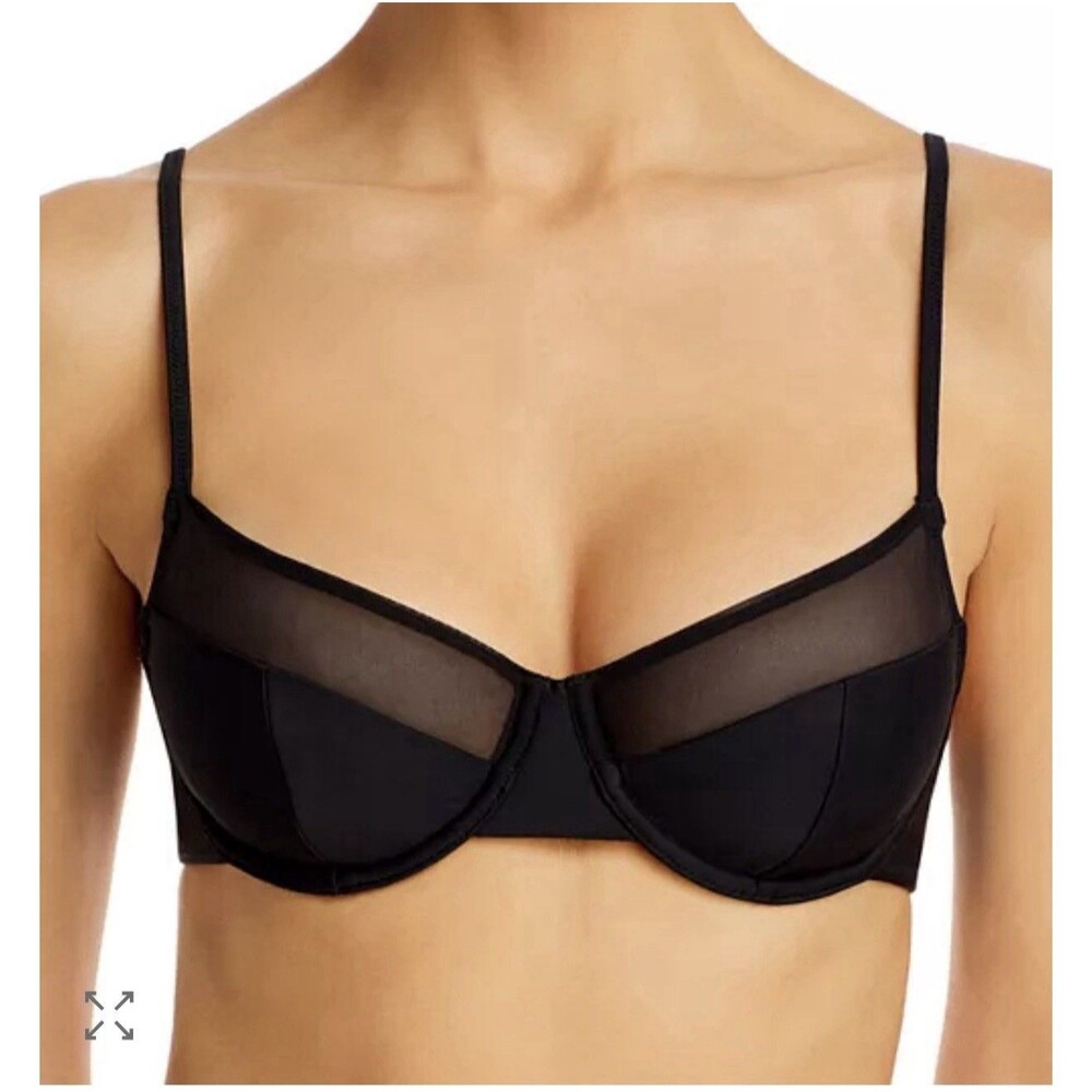 Solid & Striped The Emily Underwire Black Mesh Bikini Top Medium Swim
